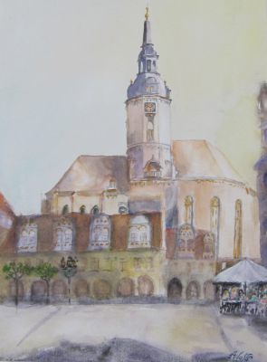 "Wenzelskirche mit Schlösschen"
Aquarell  50 x 40 cm mit Passepartout
