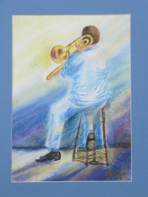 "Musikalischer Gast"
Pastell 40 x 30 cm mit Passepartout
