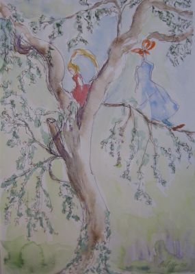 "Elfen im Baum"
Mischtechnik im Modellrahmen 40 x 30 cm
